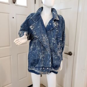 BEBE Furrrina VINTAGE Acid wash denim jacket Size Medium Made in USA